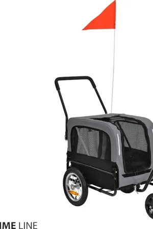 Speciale Aanbieding PrimeLine Hondenfietskar - Grijs/Zwart - 59x43x52cm